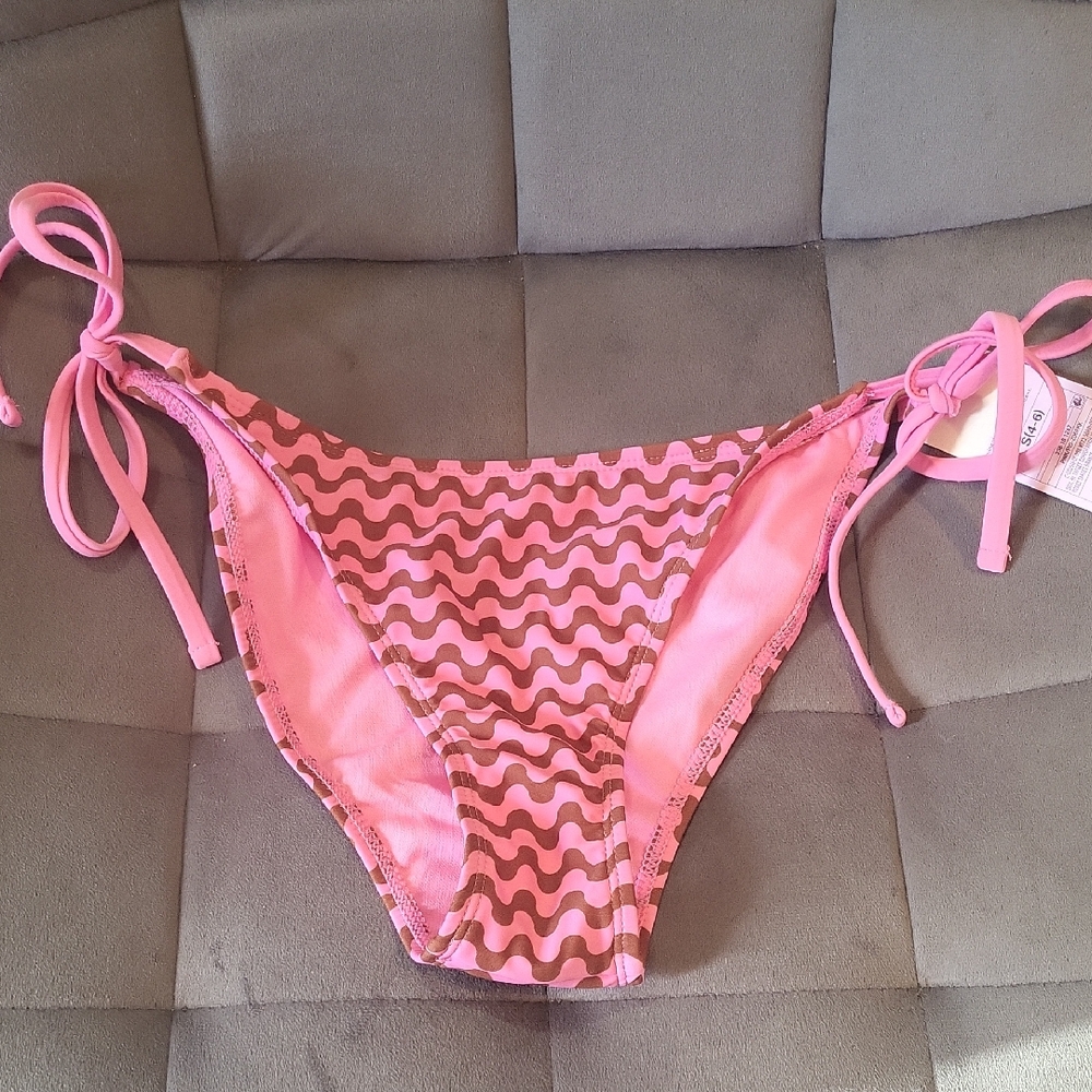 Pink and Brown Women's Swim Bottom